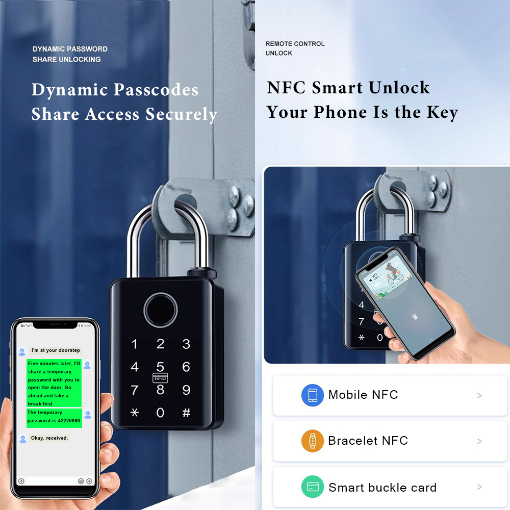 BDI Industrial Grade Smart Padlock Weatherproof Multi-Function Card PIN Key Remote TUYA APP