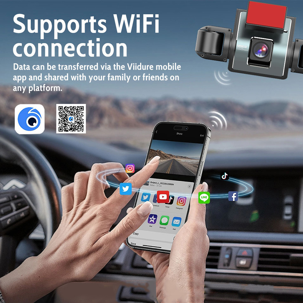 BDI 4 Channel Car Dash Camera 360 Degree Recording Night Vision Wi-Fi App with 32GB TF CARD