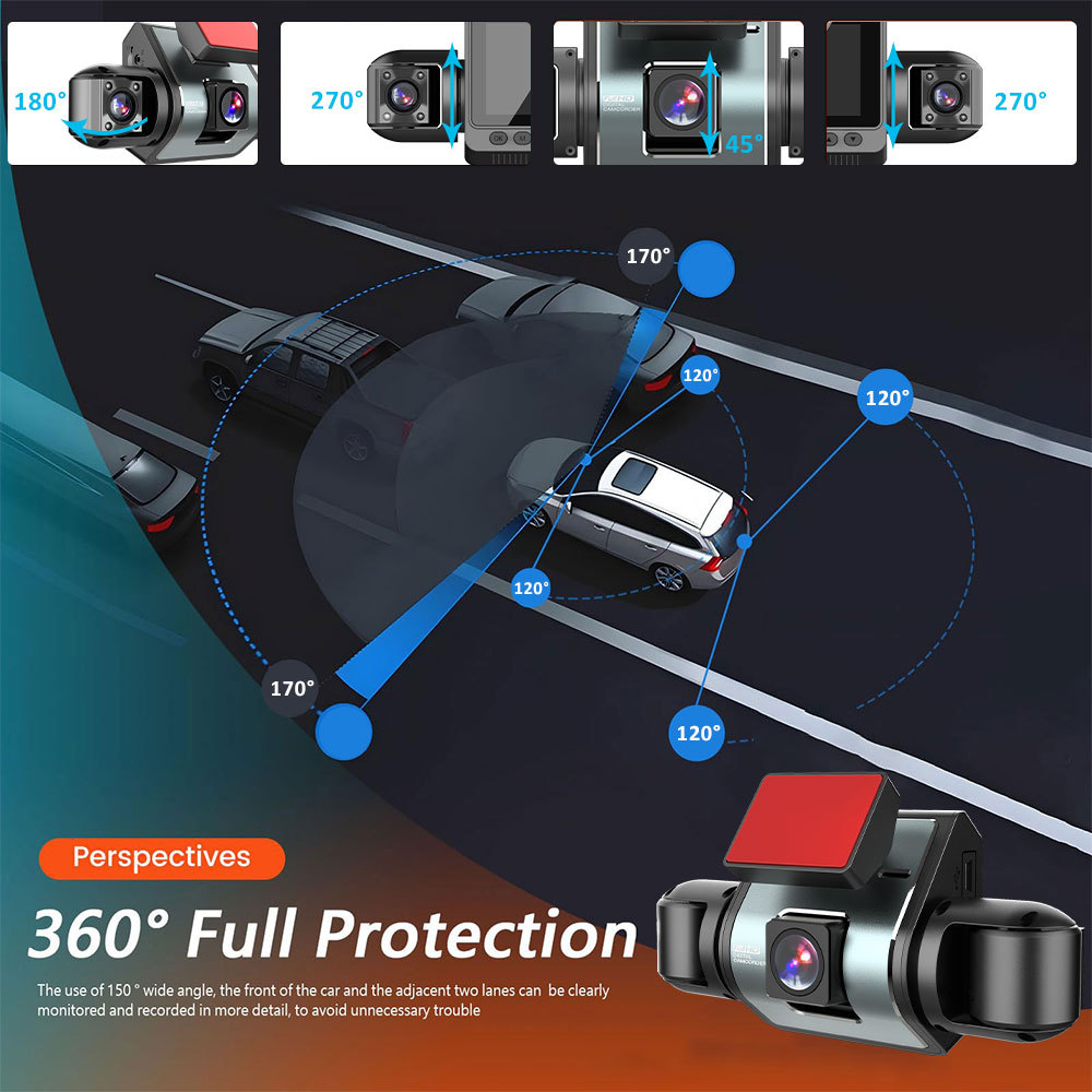 BDI 4 Channel Car Dash Camera 360 Degree Recording Night Vision Wi-Fi App with 32GB TF CARD