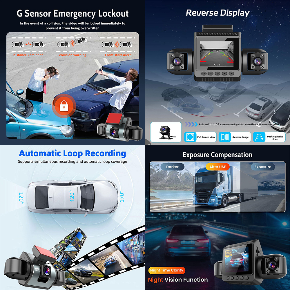 BDI 4 Channel Car Dash Camera 360 Degree Recording Night Vision Wi-Fi App with 32GB TF CARD