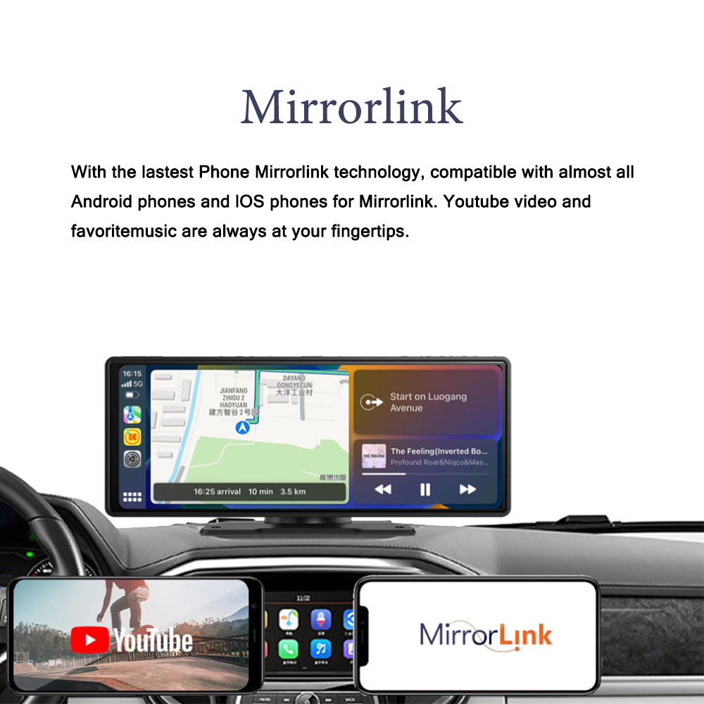 4K Dash Cam with Wireless CarPlay and Android Auto Builtin WiFi GPS with Free 32GB TF Card