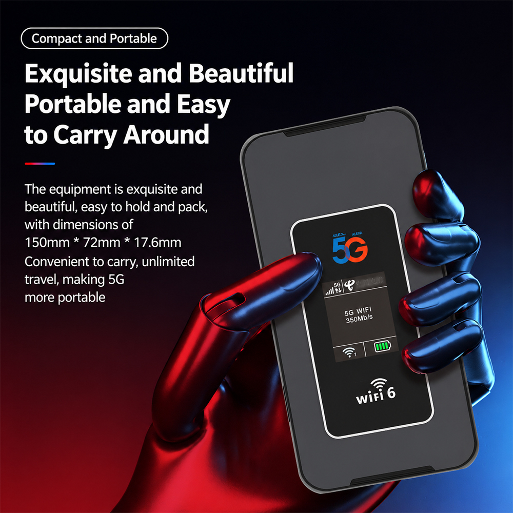 5G Portable Wi-Fi Hotspot – 8000mAh Battery Wi-Fi 6 Supports Up to 32 Devices