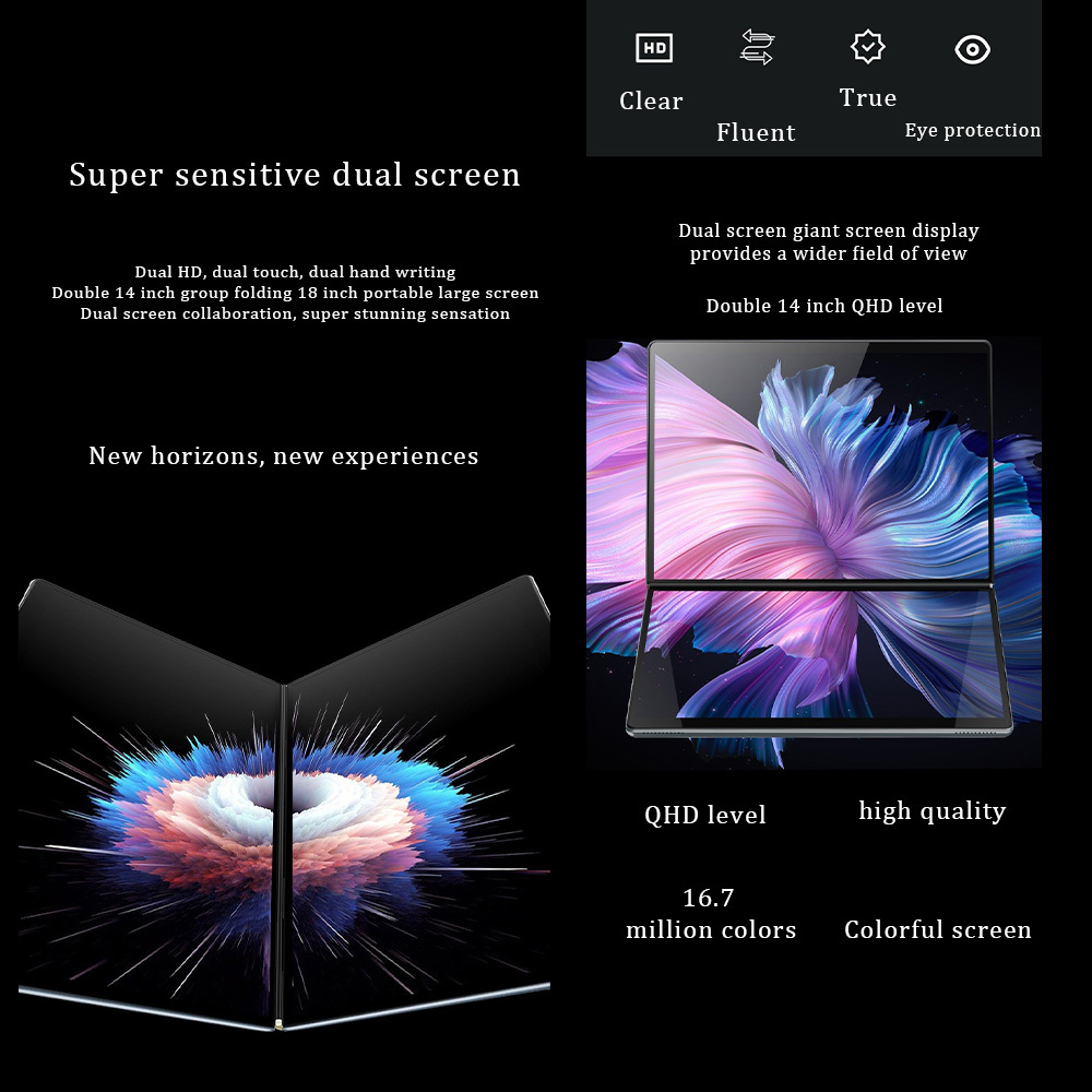 14 inch Foldable Laptop with Dual Touchscreens 32GB RAM 1TB SSD