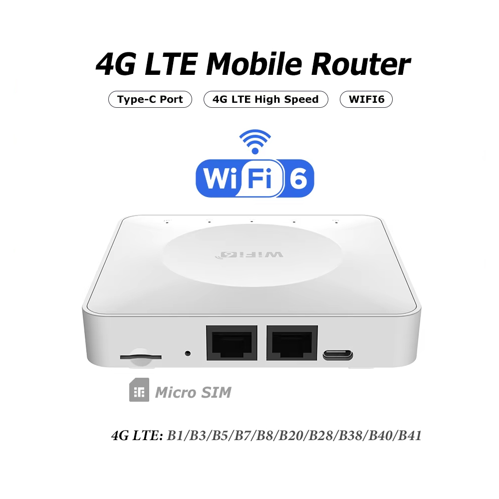 BDI EC25 4G LTE Wi-Fi 6 SIM Card Router – Portable Plug & Play Wireless Router with Dual LAN Ports