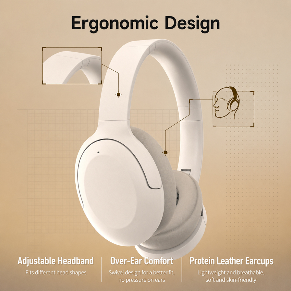 BDI P3965 ANC Wireless Headphones – Bluetooth 5.4 Over-Ear Headphones with Active Noise Cancelling