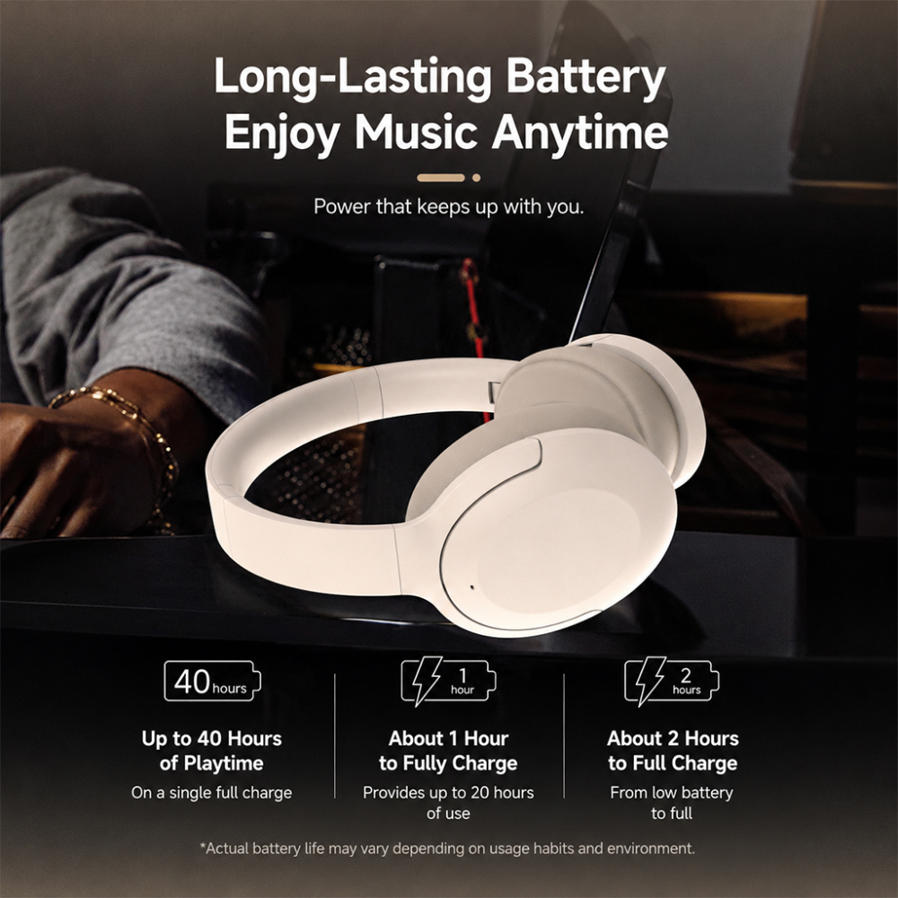 BDI P3965 ANC Wireless Headphones – Bluetooth 5.4 Over-Ear Headphones with Active Noise Cancelling