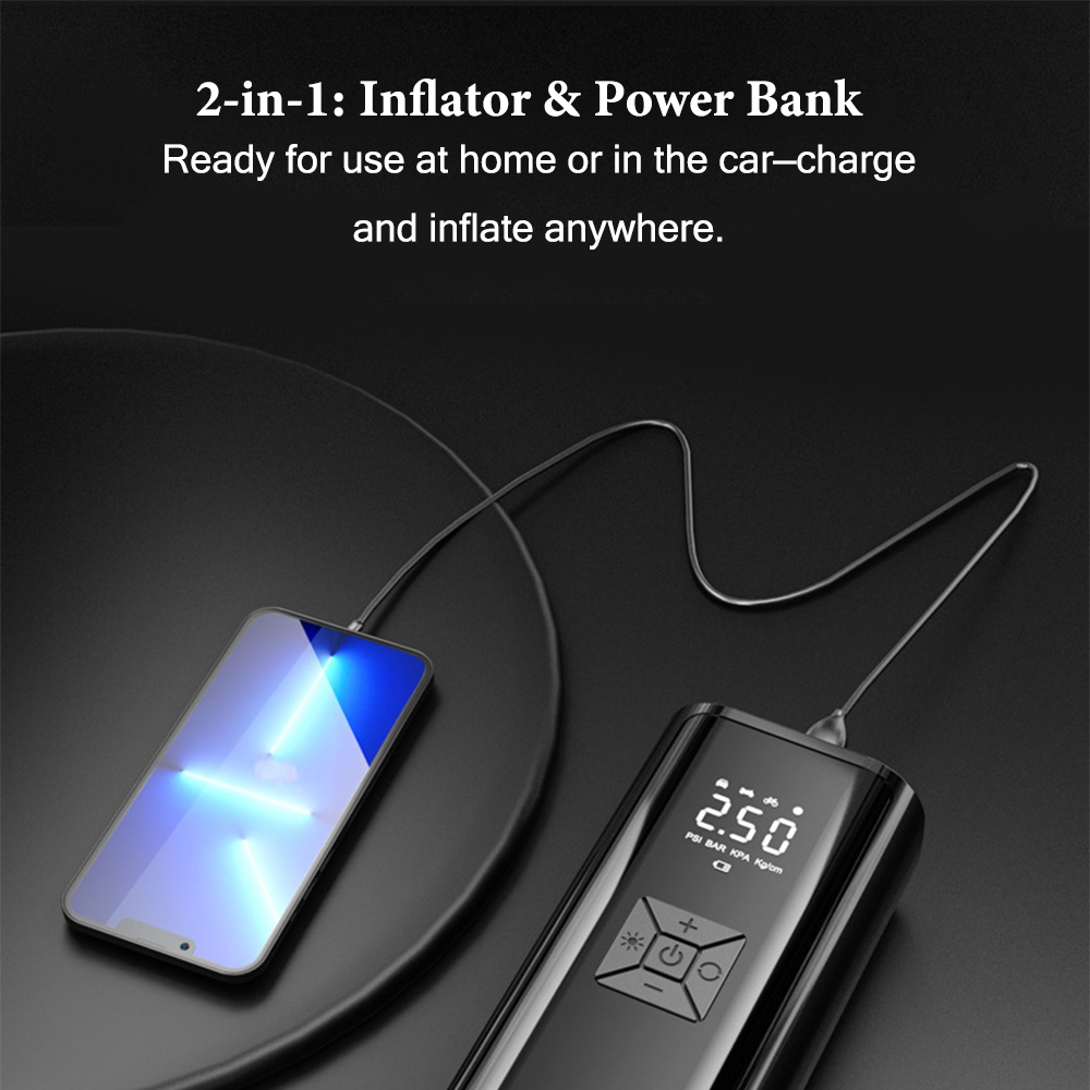 BDI Air Pump EG216 Black Portable Tire Inflator – 150 PSI Smart Electric Air Compressor with Power Bank