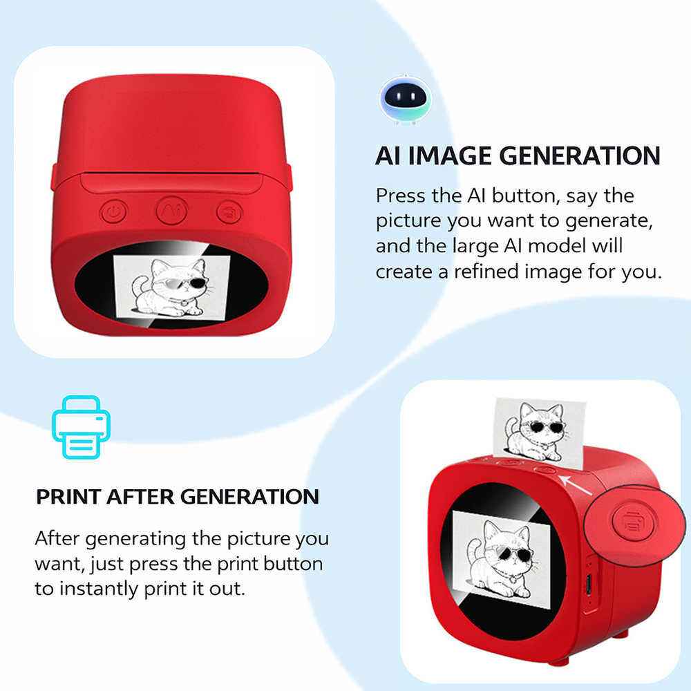 BDI X16 AI Kids Instant Print Camera – Voice-Controlled AI Drawing & Thermal Printing Toy