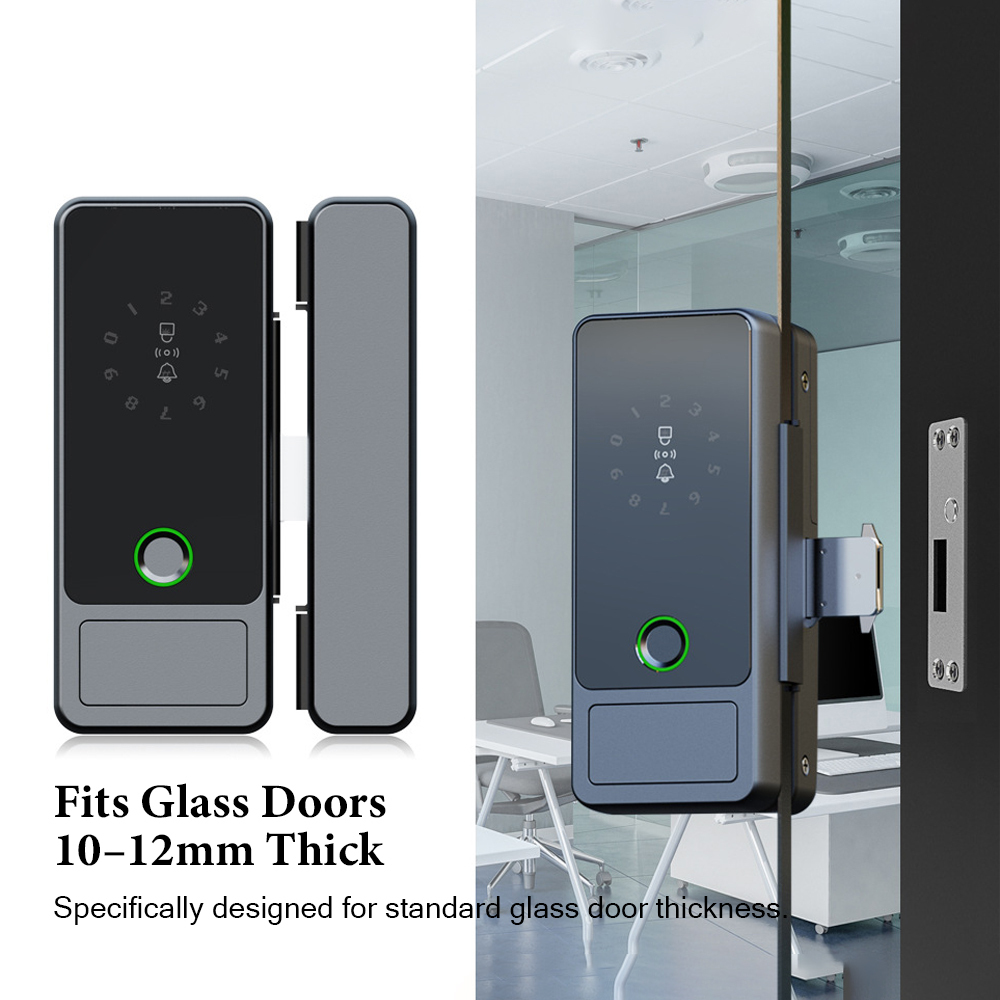 BDI OS766 Smart Glass Door Lock – Fingerprint, PIN Code, IC Card & Tuya APP Access for Frameless Glass Doors