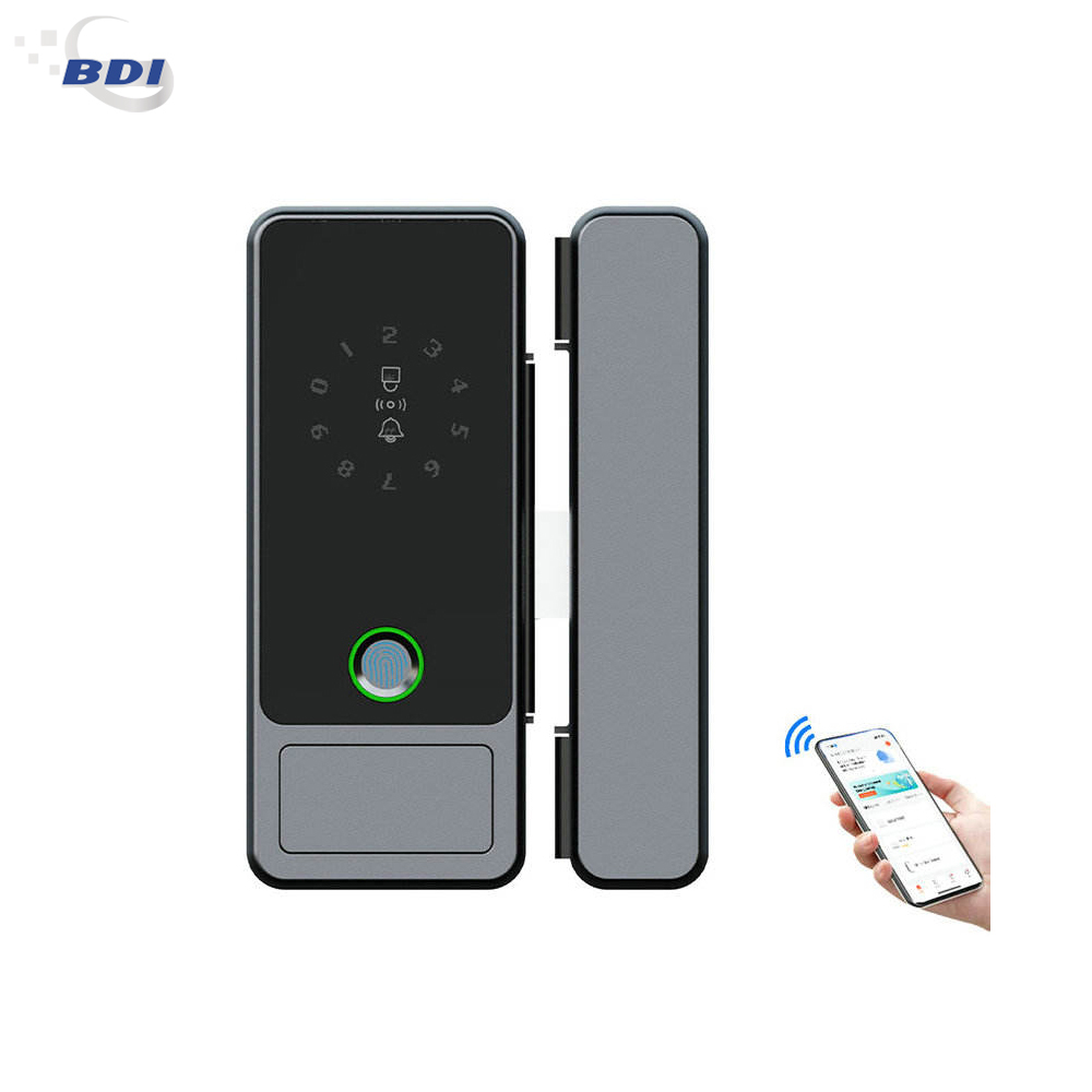 BDI OS766 Smart Glass Door Lock – Fingerprint, PIN Code, IC Card & Tuya APP Access for Frameless Glass Doors