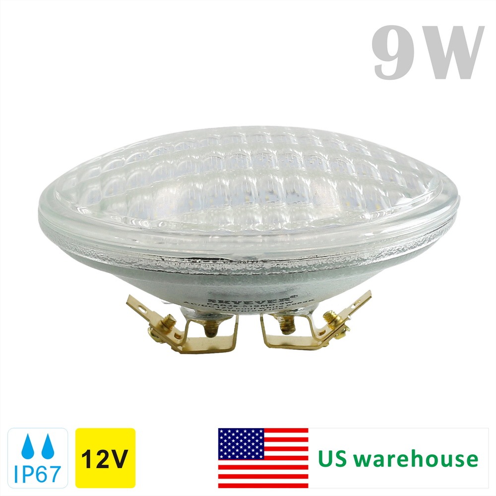 Glass LED PAR36 Light Bulb Flood 9 Watts  AC/DC 12 Volts IP67 Waterproof (US warehouse)