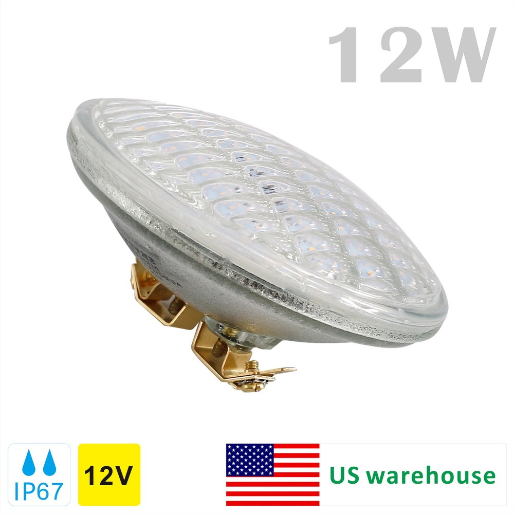 Glass LED PAR36 Light Bulb Flood 12 Watts  AC/DC 12 Volts IP67 Waterproof (US warehouse)