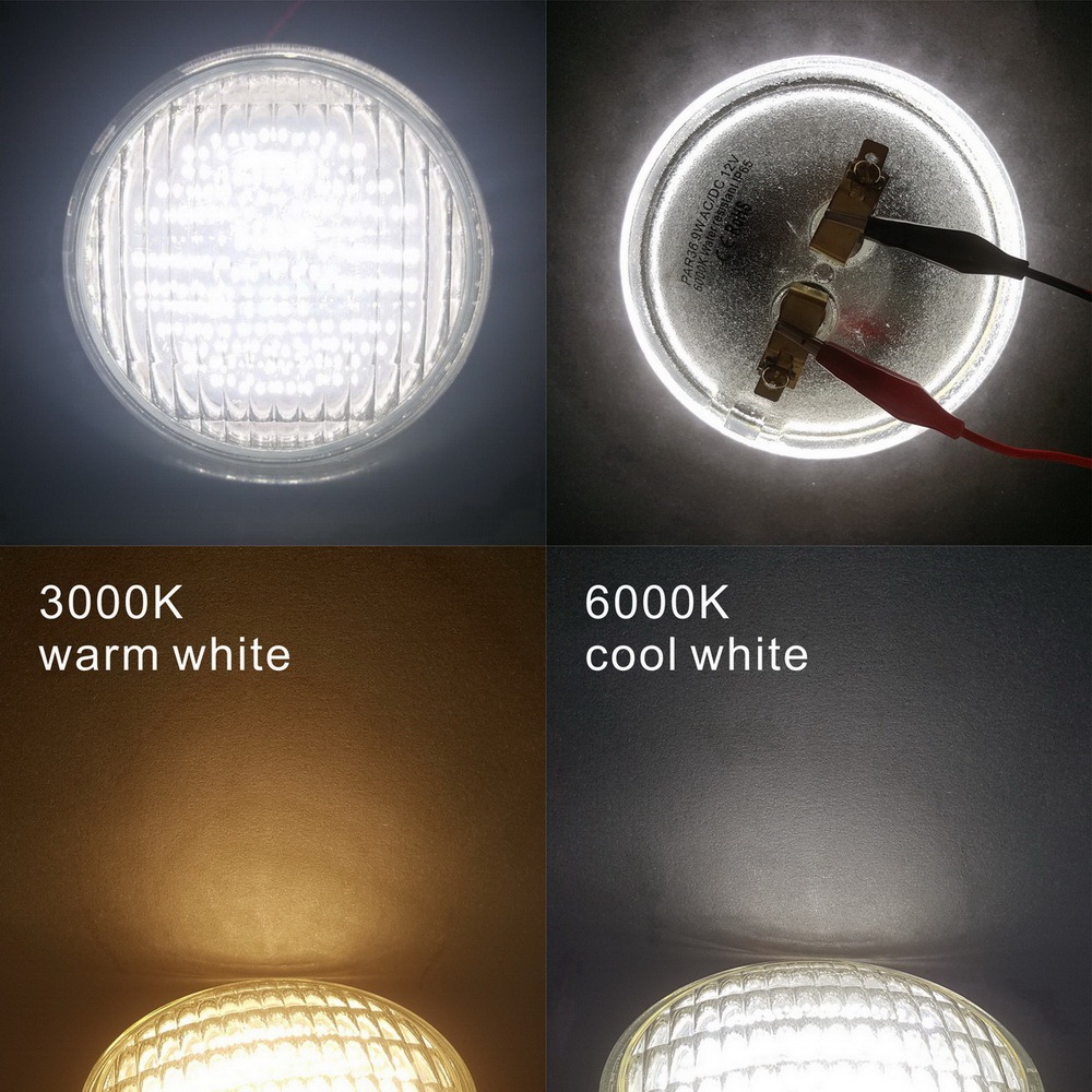 Glass LED PAR36 Light Bulb Flood 9 Watts  AC/DC 12 Volts IP67 Waterproof