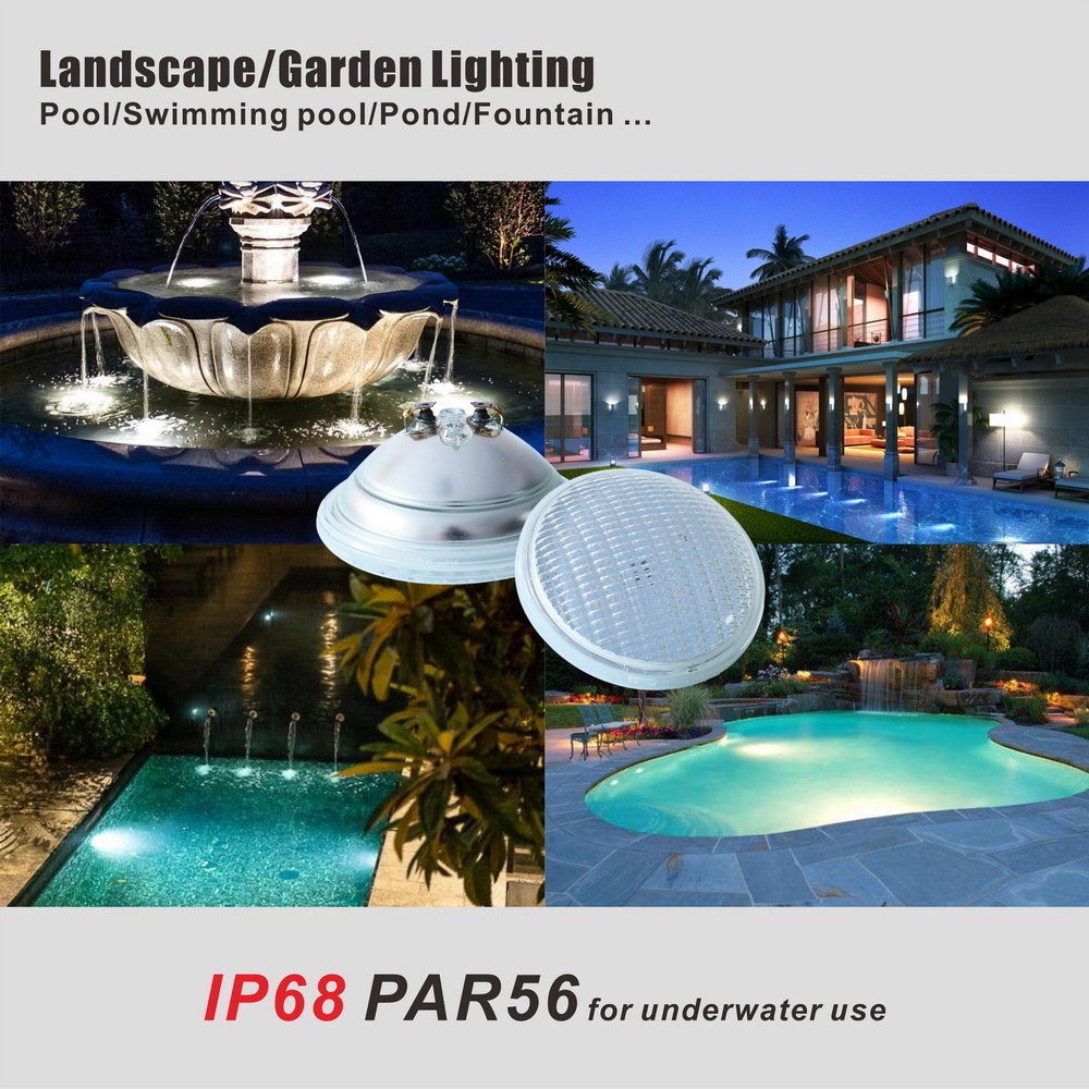 Glass LED PAR56 Underwater Light Bulb Flood 15 Watts AC/DC 12 Volts IP68 Waterproof
