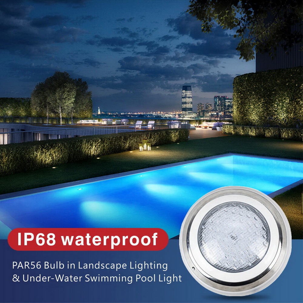 Glass LED PAR56 Underwater Light Bulb Flood 15 Watts AC/DC 12 Volts IP68 Waterproof