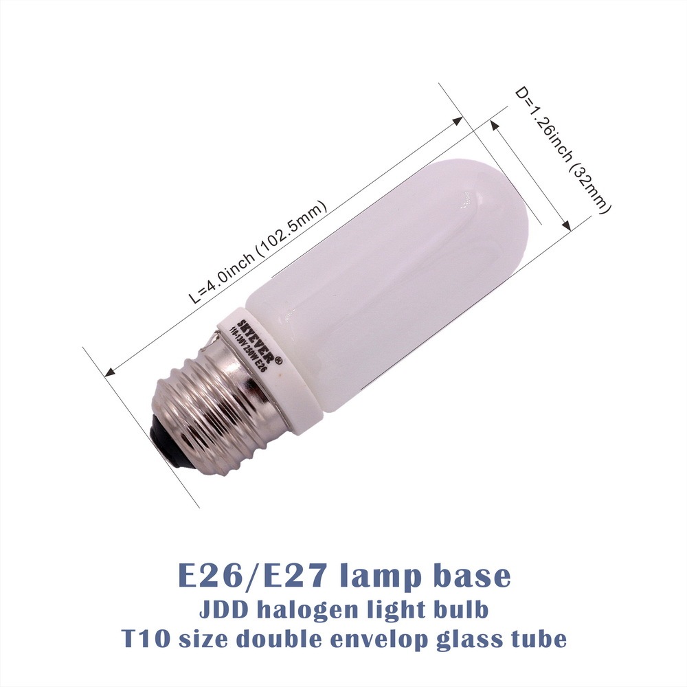 JDD Halogen Lamp Bulb 100W/150W/250W 120V/230V E26/E27 for Photography