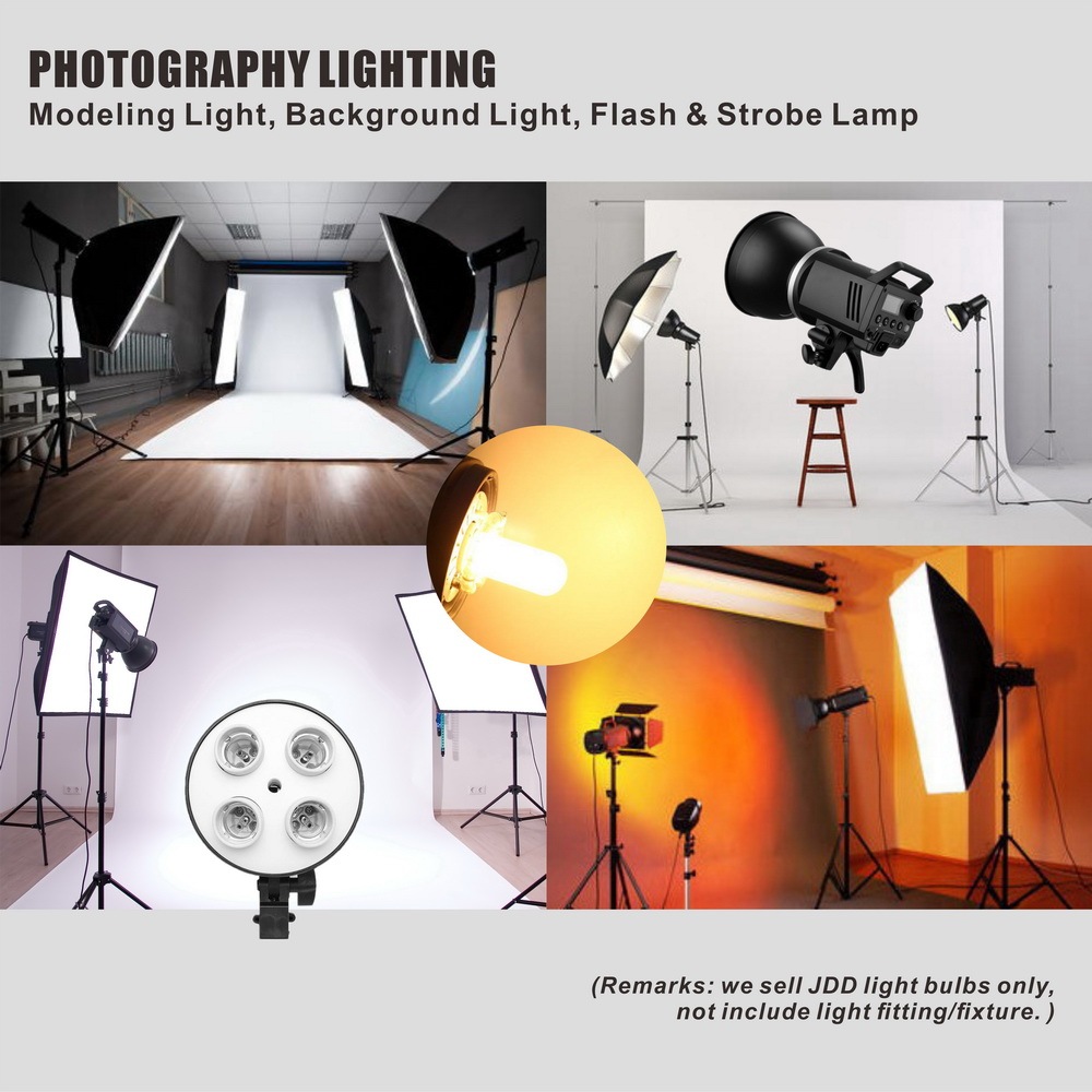 JDD Halogen Lamp Bulb 100W/150W/250W 120V/230V E26/E27 for Photography