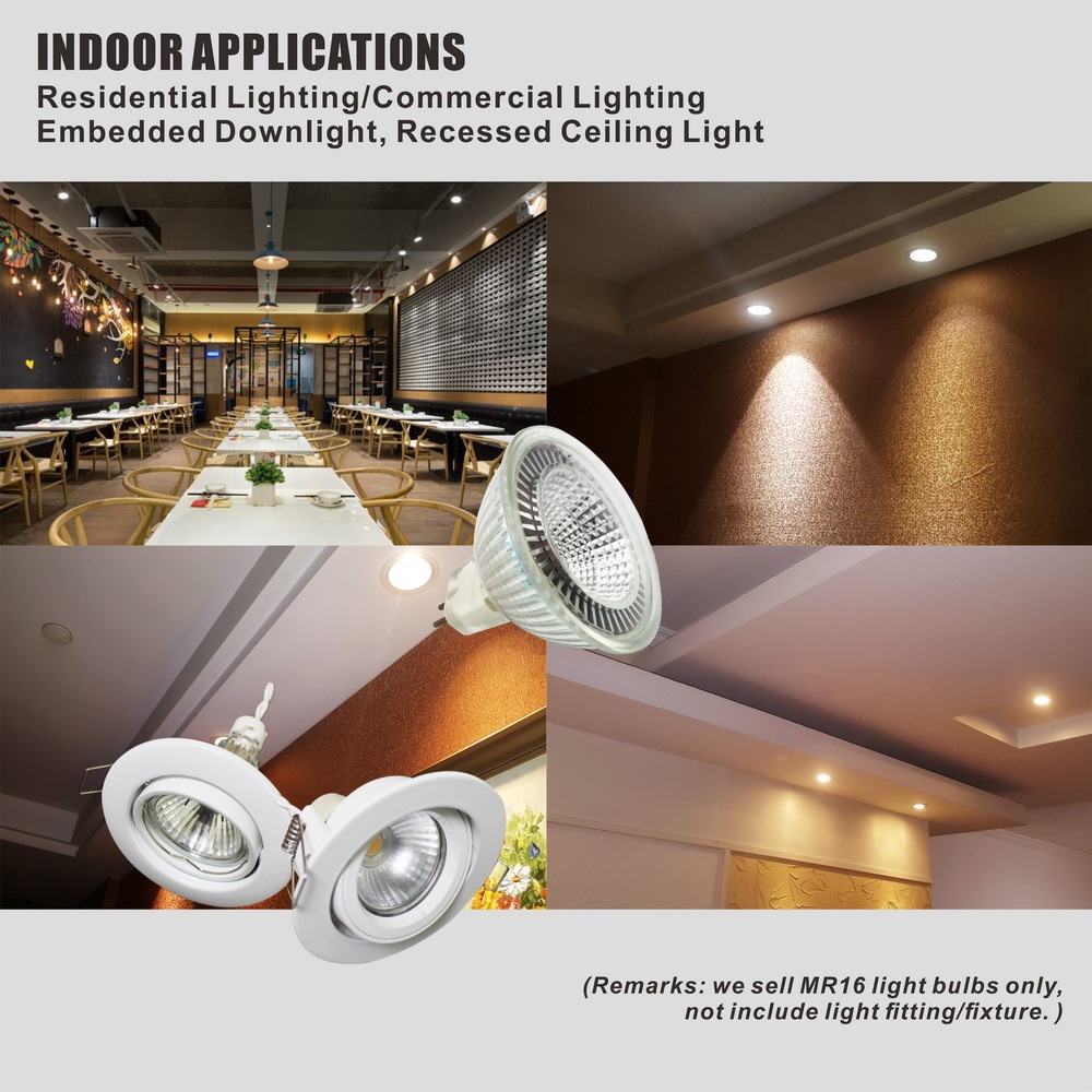 Glass LED MR16 Spot Lamp Cup  COB 5W 110V/220V GU5.3