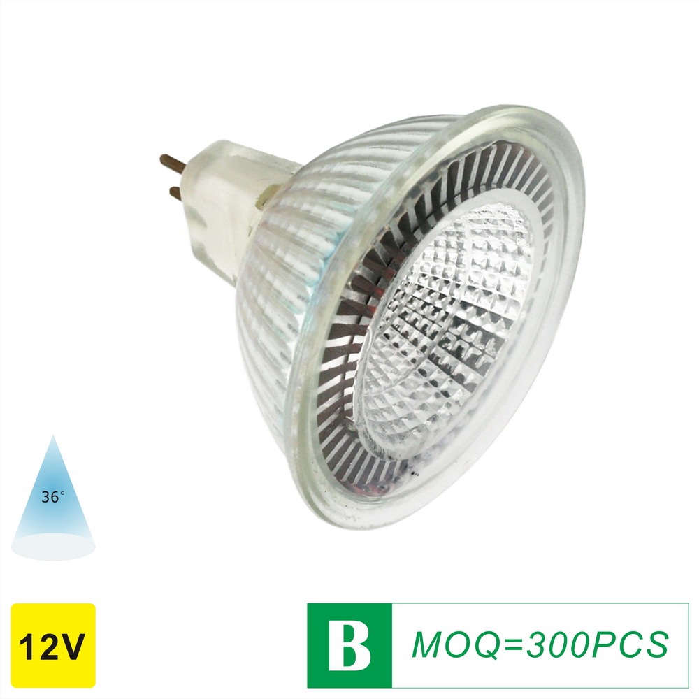 Glass LED MR16 Spot Lamp Cup  COB 5W GU5.3 AC/DC 12V