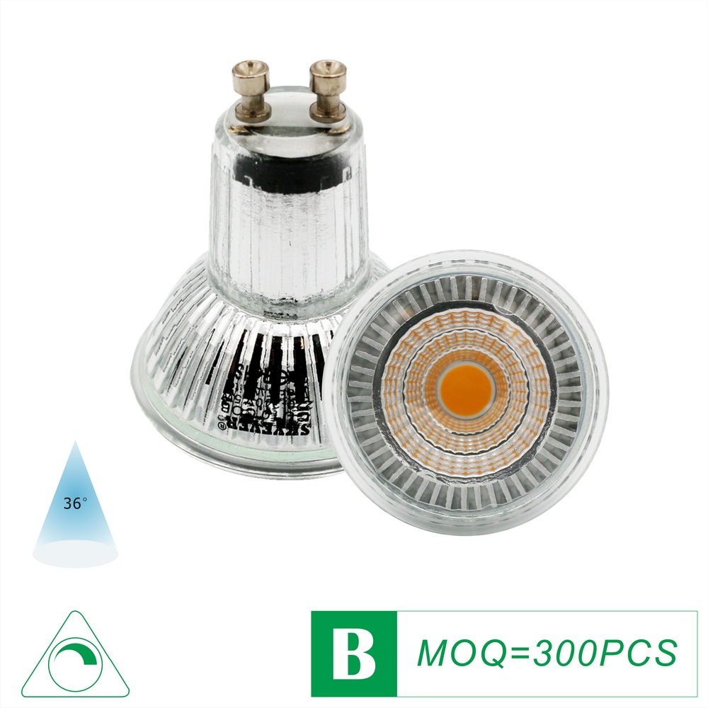 Glass LED GU10 Spot Lamp Cup  COB 5W 110V/220V Dimmable