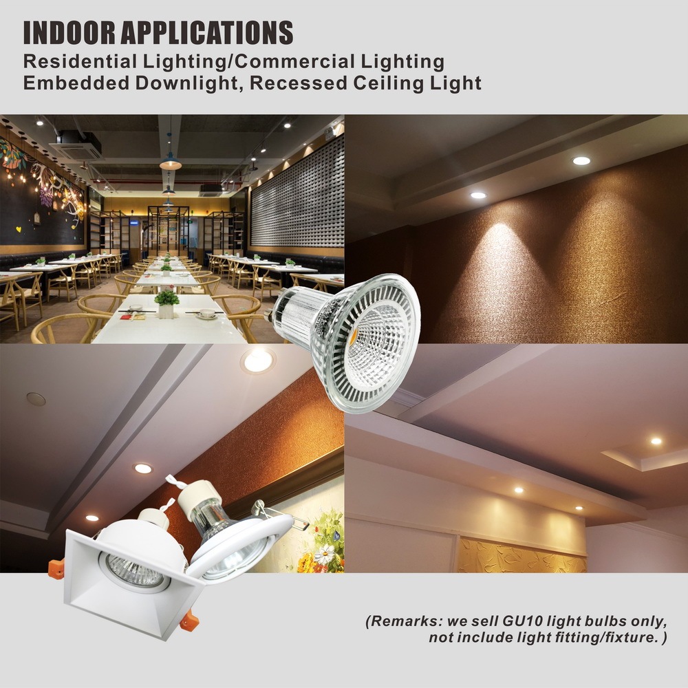 Glass LED GU10 Spot Lamp Cup  COB 5W 110V/220V Dimmable
