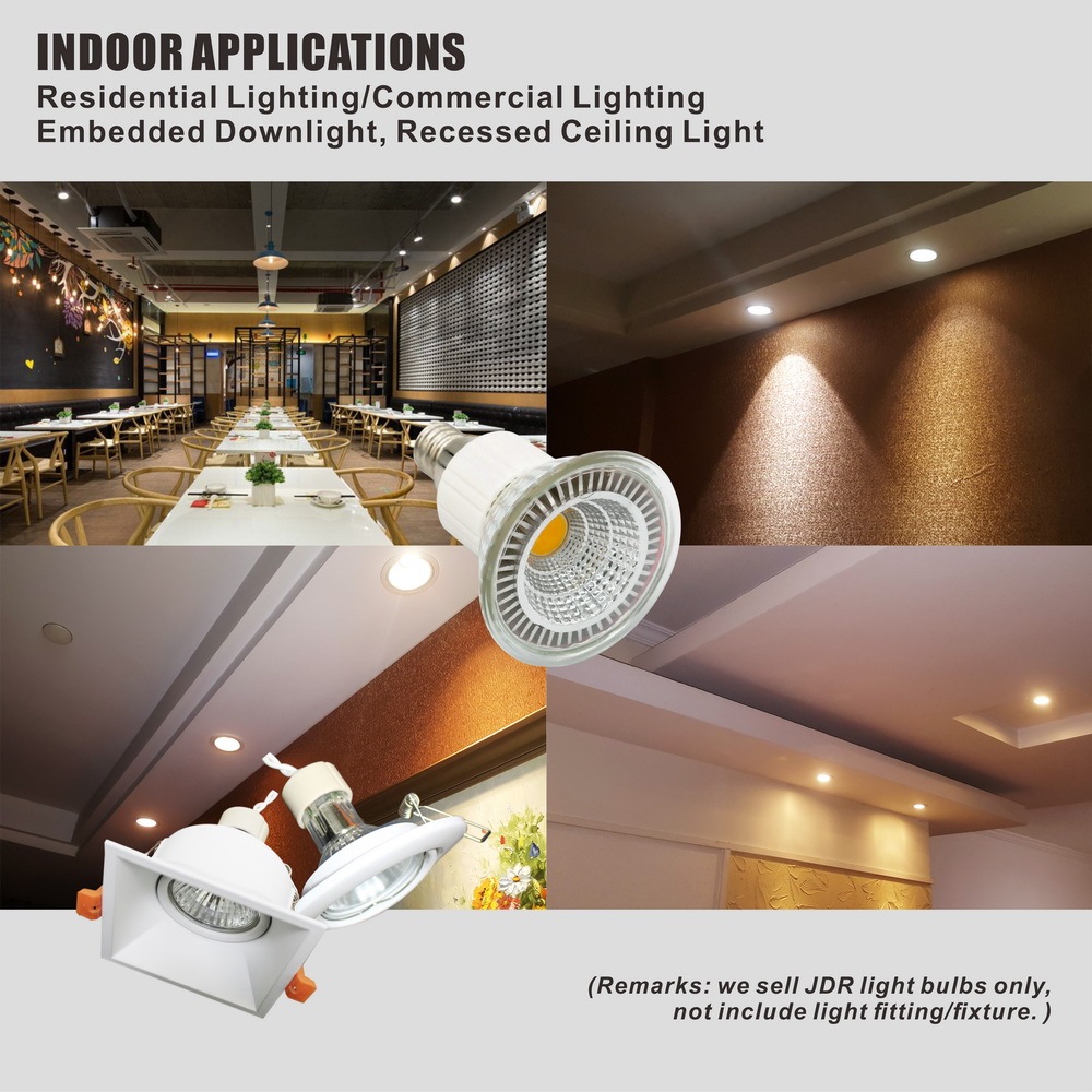 Glass LED JDR Spot Lamp Cup  COB 5W 110V/220V E11/E14/E26/E27 Dimmable