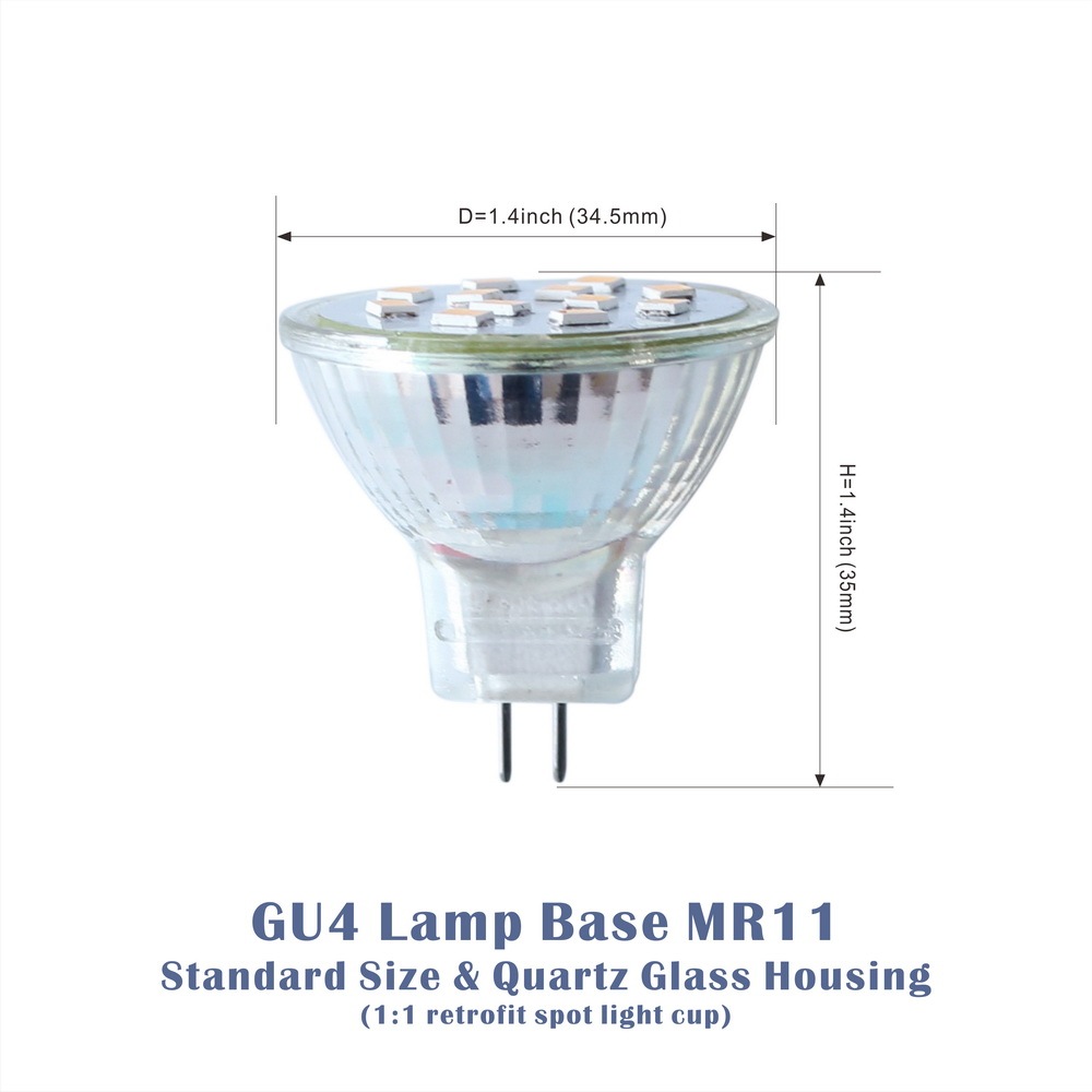 Glass LED MR11 Spot Lamp Cup SMD 1.5W 110V/220V GU4 Flood