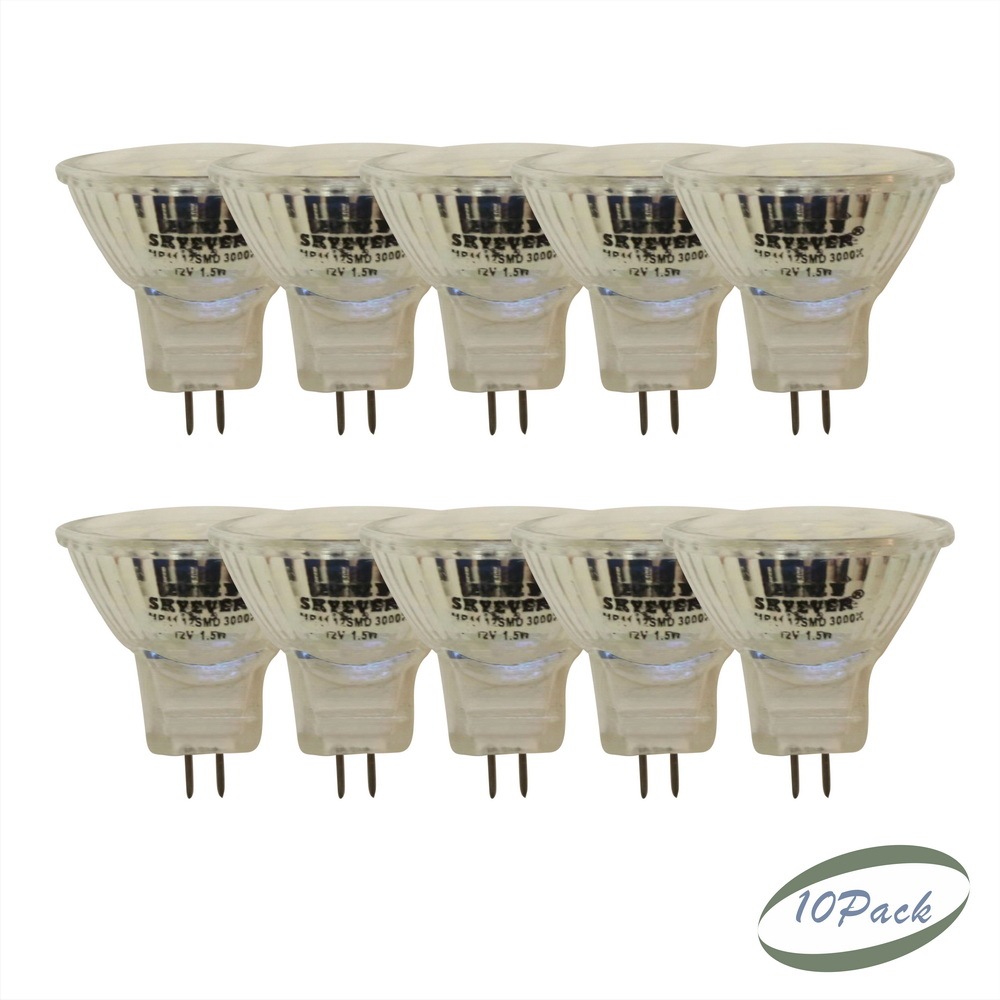Glass LED MR11 Spot Light Cup SMD 1.5 Watts 12 Volts GU4 Flood
