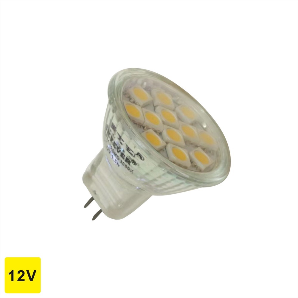 Glass LED MR11 Spot Light Cup SMD 1.5 Watts 12 Volts GU4 Flood