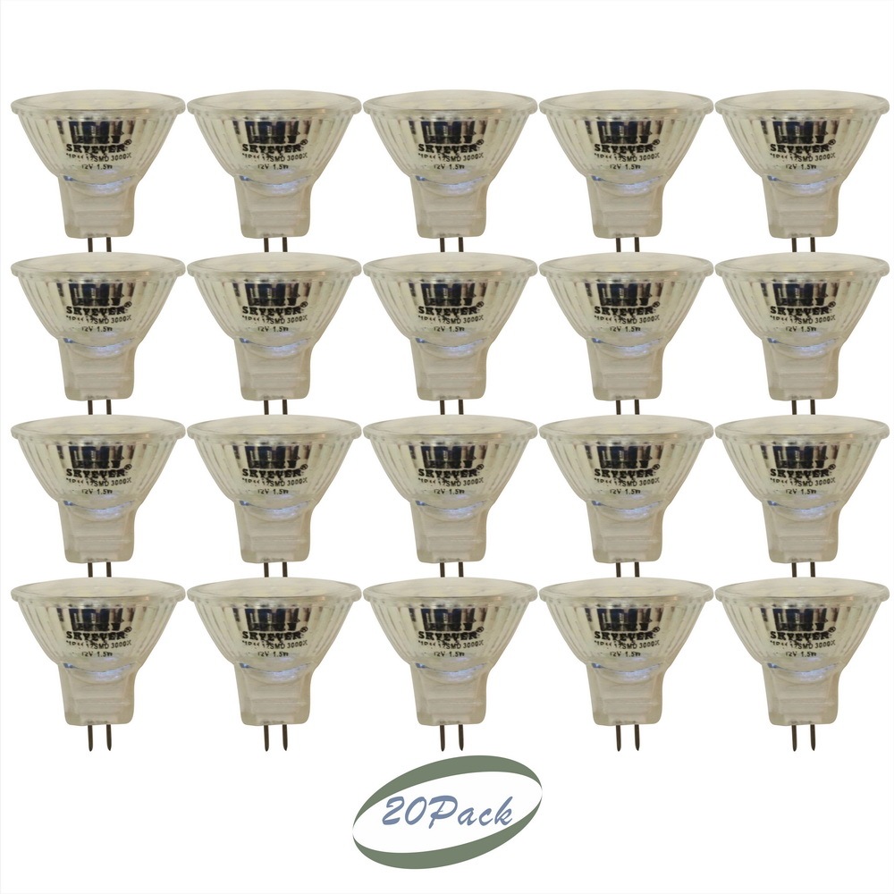 Glass LED MR11 Spot Light Cup SMD 1.5 Watts 12 Volts GU4 Flood
