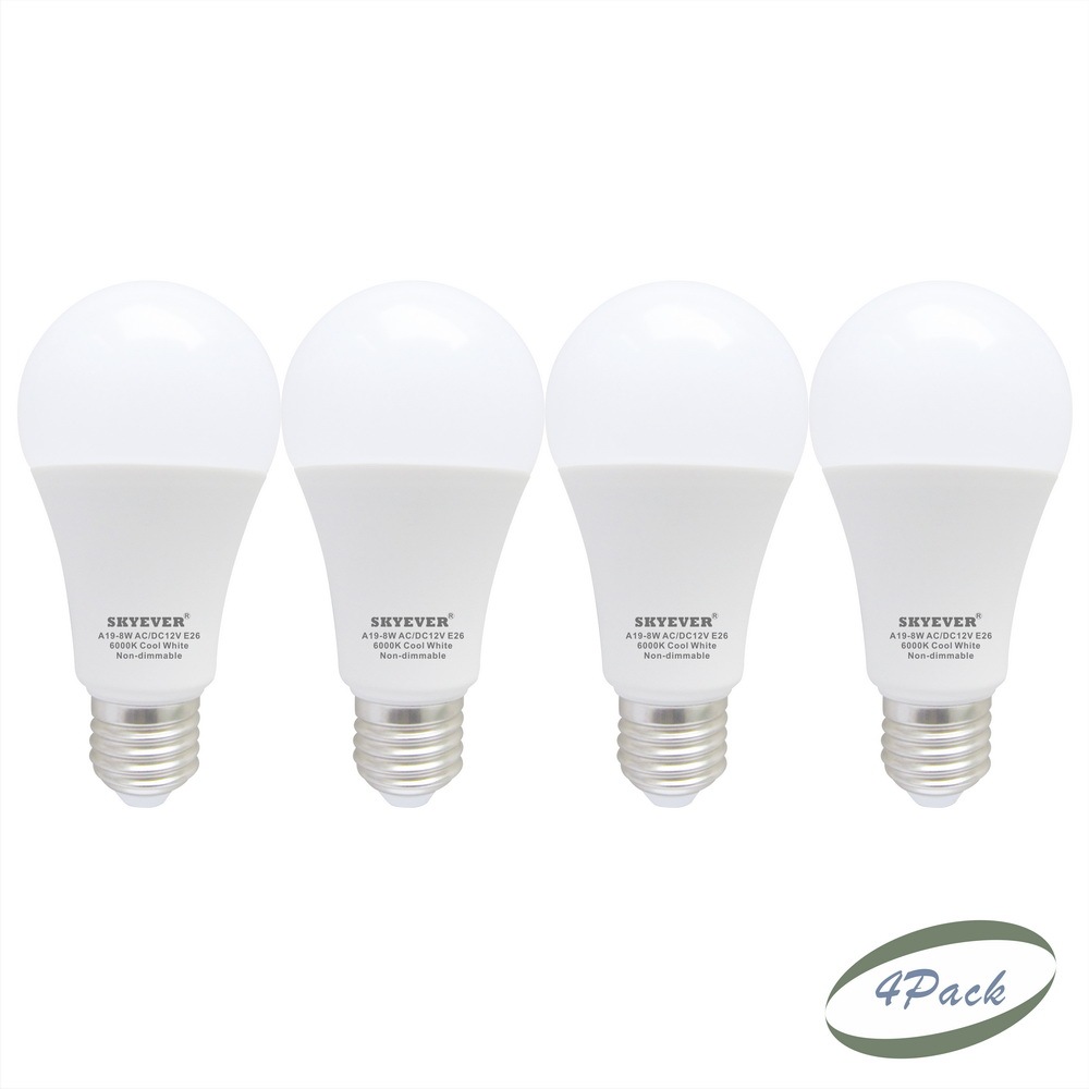 Low Voltage LED Lamp Bulb A60(A19)  8 Watts AC/DC 12/24 Volts E26/E27
