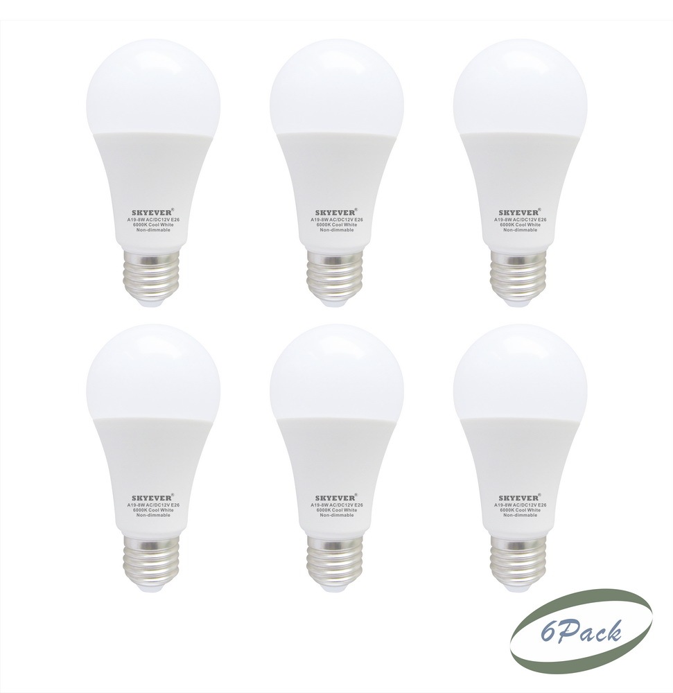 Low Voltage LED Lamp Bulb A60(A19)  8 Watts AC/DC 12/24 Volts E26/E27