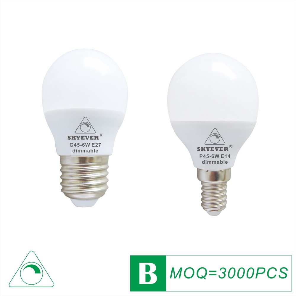 Global LED Bulb G45/P45 (G14) 6W Dimmable E26/E27/E12/E14