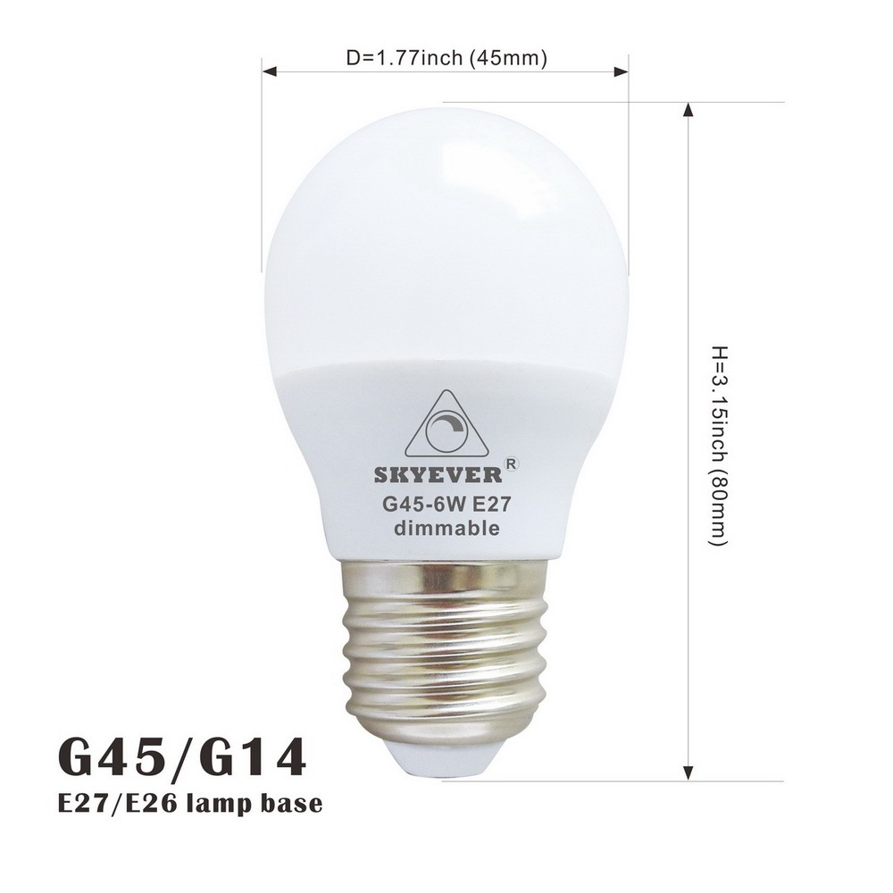 Global LED Bulb G45/P45 (G14) 6W Dimmable E26/E27/E12/E14