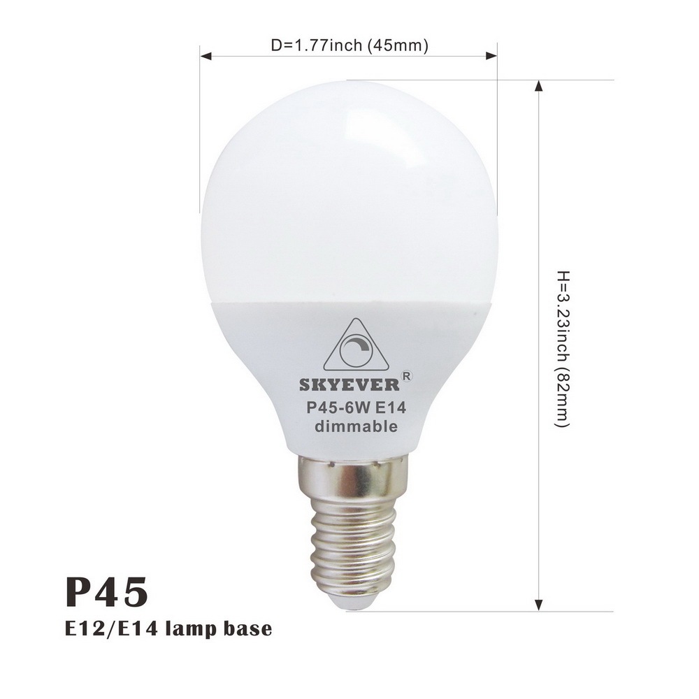 Global LED Bulb G45/P45 (G14) 6W Dimmable E26/E27/E12/E14
