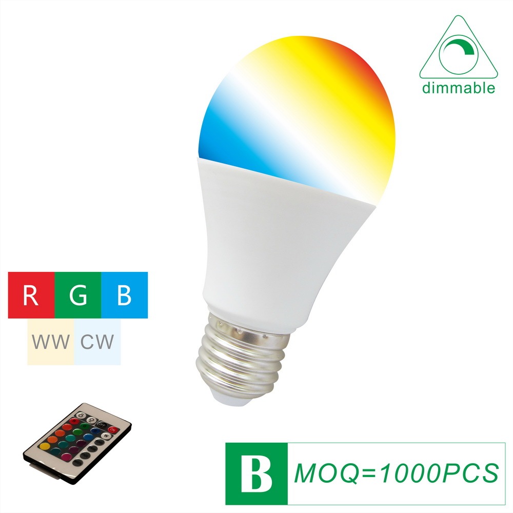 Color Changing LED Lamp Bulb A60(A19) 8W RGBW 100V-240V E26/E27