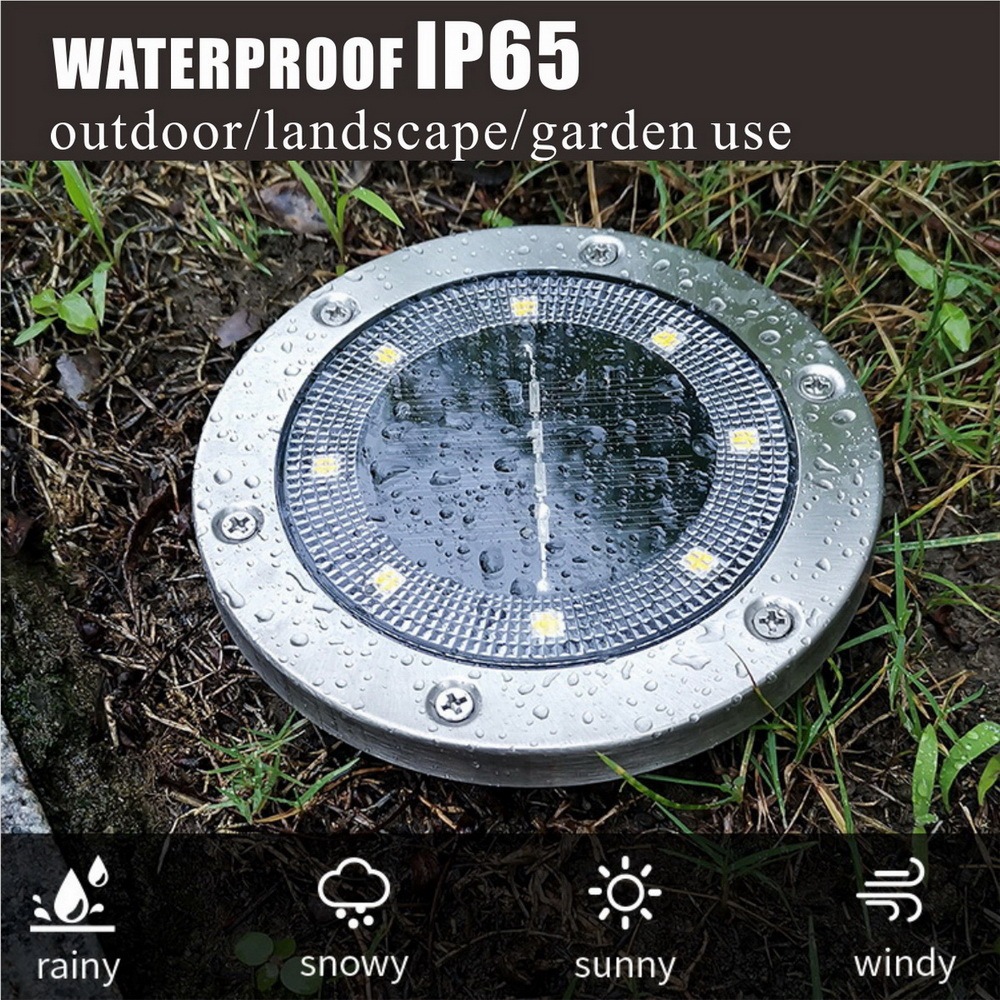 Waterproof PP-Steel Solar In-Ground Light 3.5 INCH 8SMD IP65