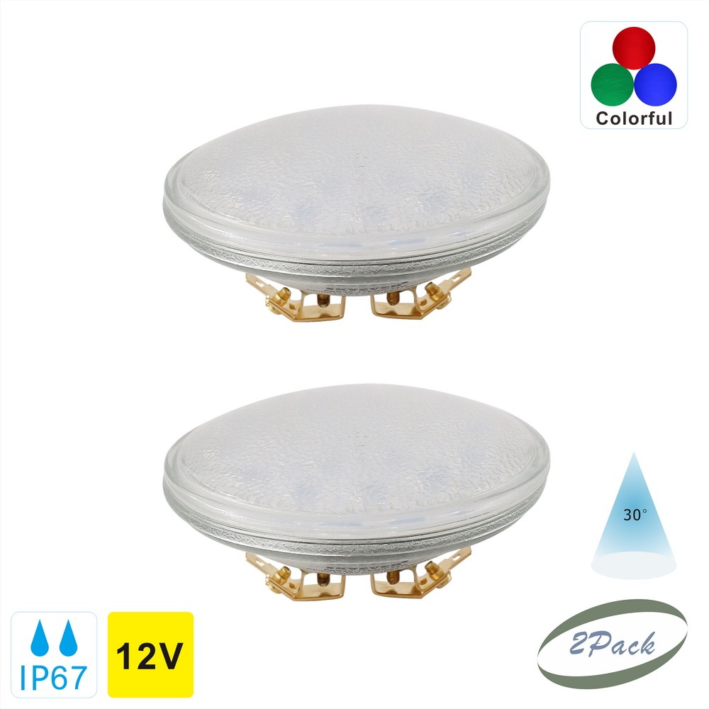 Glass LED PAR36 Light Bulb Spot 12 Watts AC/DC 12 Volts IP67 Waterproof Colorful