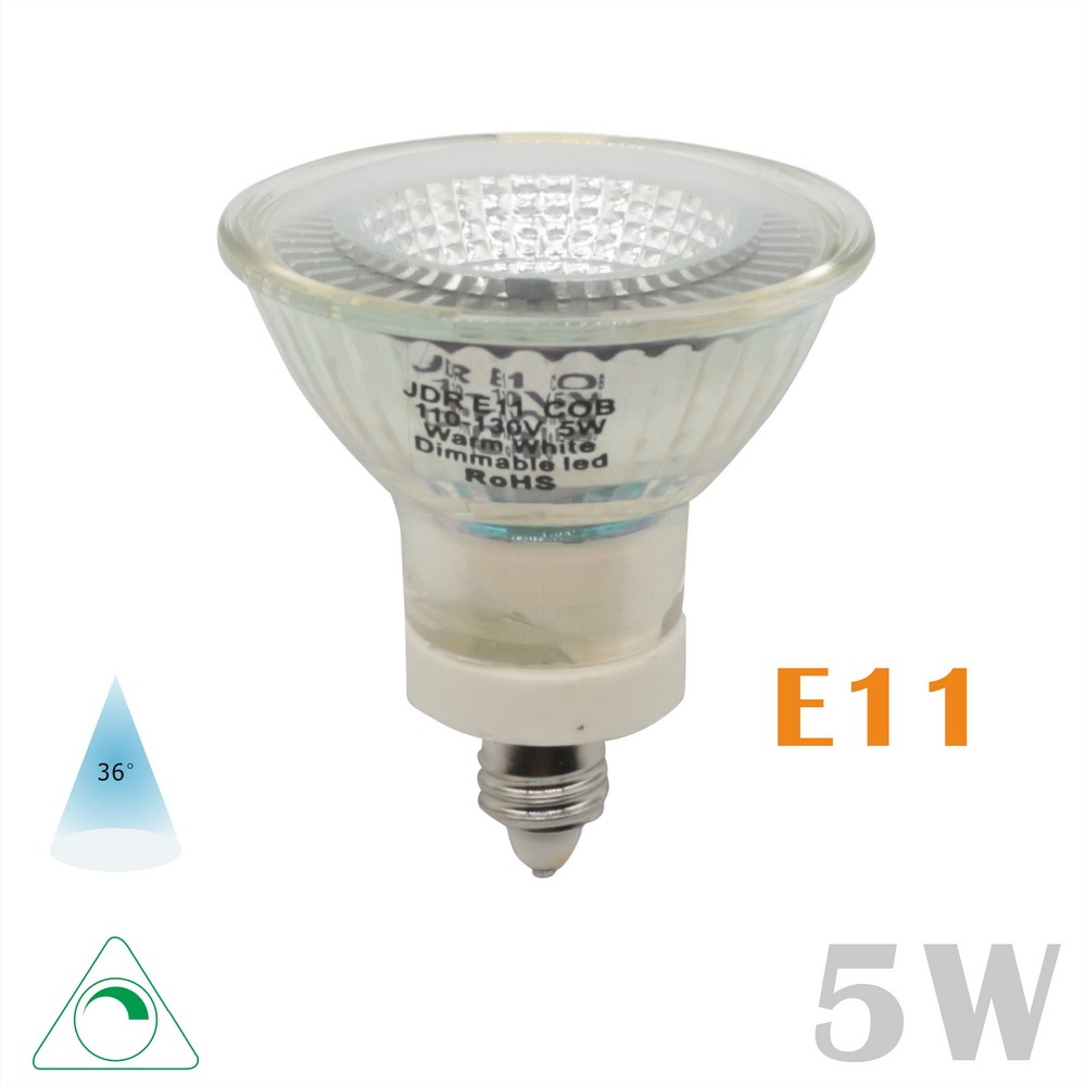 Glass LED JDR Spot Light Cup COB 5 Watts 110V/220V E11/E24/E26 Dimmable 36°