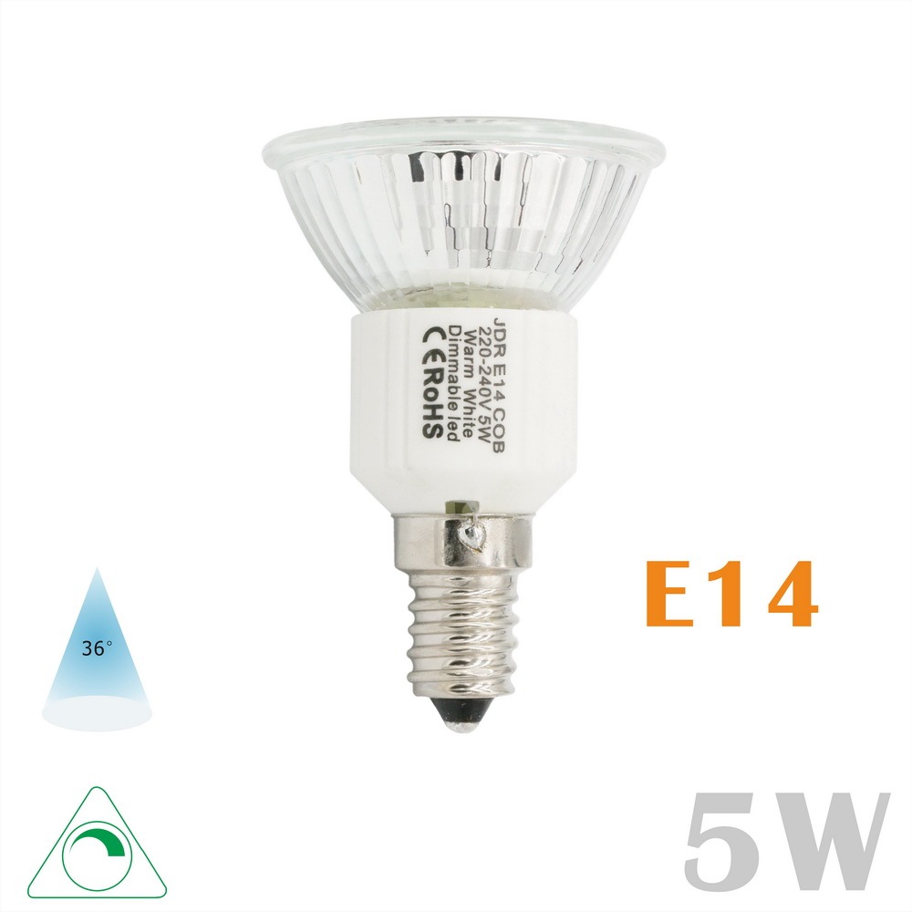 Glass LED JDR Spot Light Cup COB 5 Watts 110V/220V E11/E24/E26 Dimmable 36°
