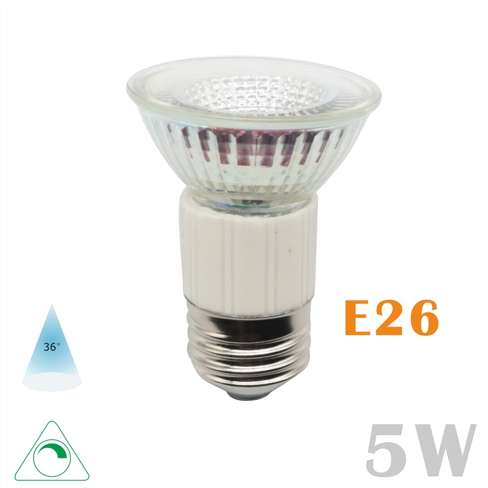 Glass LED JDR Spot Light Cup COB 5 Watts 110V/220V E11/E24/E26 Dimmable 36°