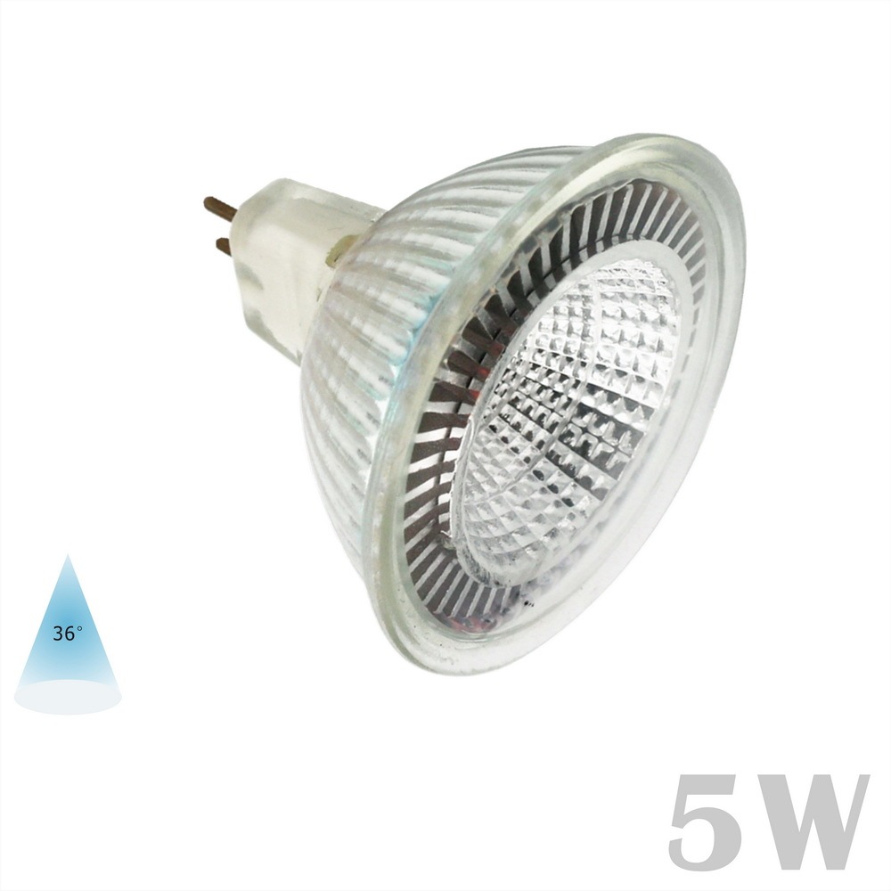 Glass LED MR16 Spot Lamp Cup COB 5W 110V-130V/220V-240V GU5.3 36 Degree