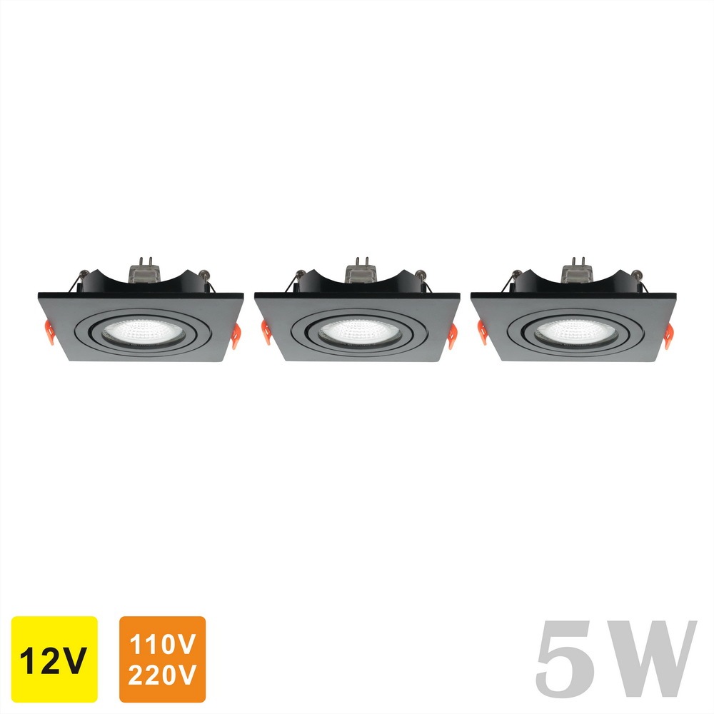 Detachable 2" Plastic Spot LED Downlight MR16/GU10 COB 5W (square shape) (1/3 Pack)