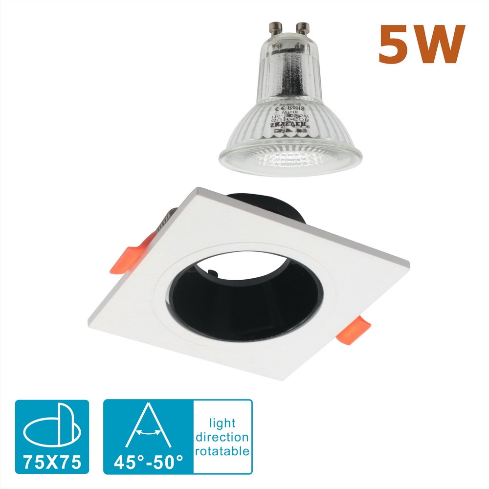 Detachable 2" Aluminum Spot LED Downlight MR16/GU10 COB 5W (square shape) (1/3 Pack)