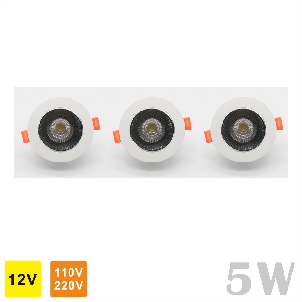 Detachable 2" Aluminum Spot LED Downlight MR16/GU10 COB 5W (round shape) (1/3 Pack)