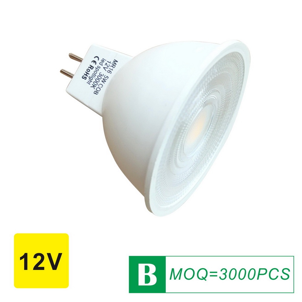 LED Spot Lamp Bulb MR16 COB 5 Watts AC/DC 12 Volts with Lens NSL 38 Degree