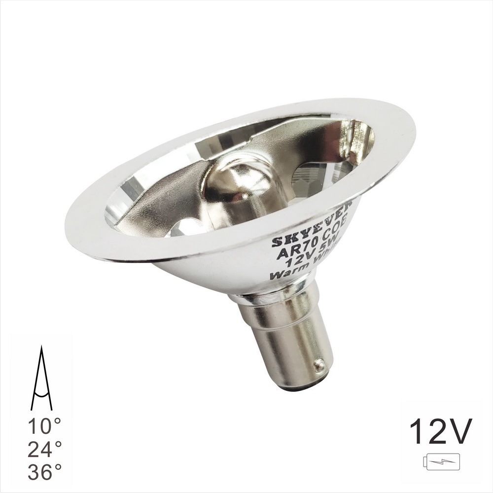 Aluminum LED AR70 Spot Light Bulb COB 5 Watts AC/DC 12V BA15d (1/2/6 Pack)