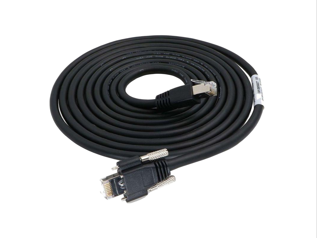 Industrial Locking RJ45 Straight to Right-Angle Cable