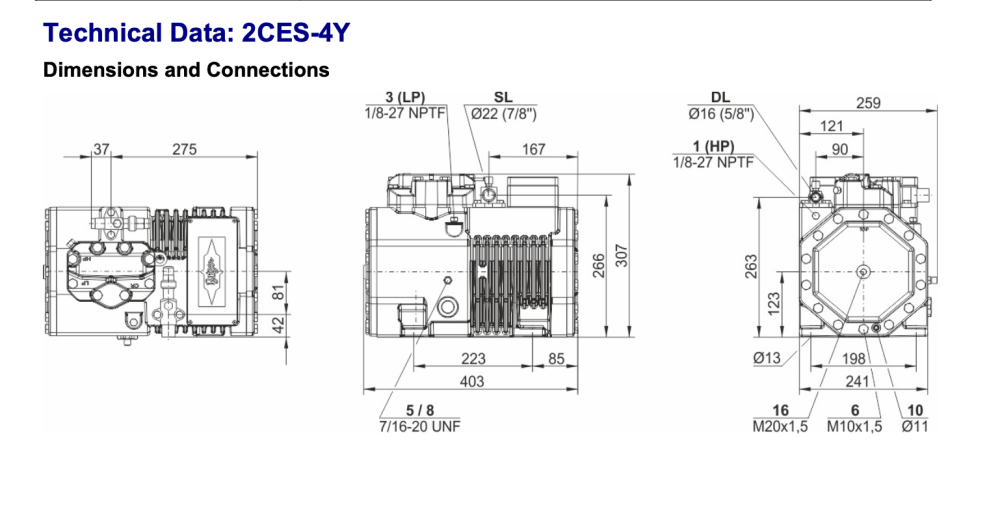 Bitzer 2CES-4Y Semi-Hermetic Reciprocating Compressor