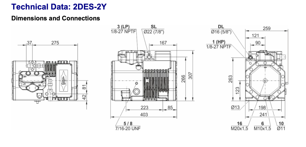 Bitzer 2DES-2Y Semi-Hermetic Reciprocating Compressor